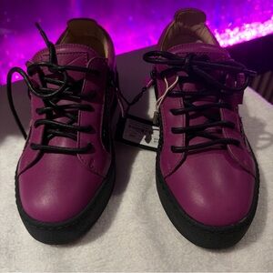 Giuseppe Zanotti Platform Purple Leather Sneakers Sz EU 35.5 MSPR $818